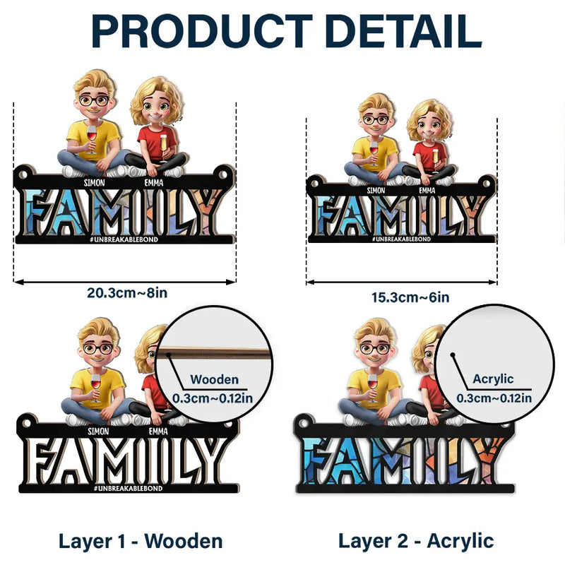 Gift For Father,Family - Family Unbreakable Bond Forever Dad & His Children - Personalized Window Hanging Suncatcher Ornament