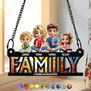 Gift For Father,Family - Family Unbreakable Bond Forever Dad & His Children - Personalized Window Hanging Suncatcher Ornament