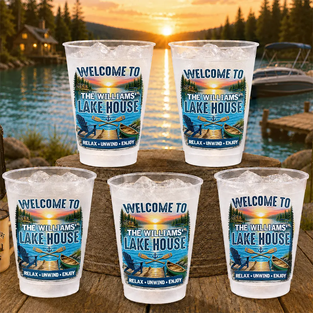 Family Welcome To Our Lake House Party - Personalized Frosted Cups