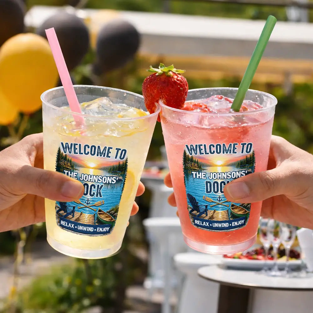 Top Market,Family,Summer,Outdoor Decor,Lake,Custom Text,Happy - Family Welcome To Our Lake House Party - Personalized Frosted Cups