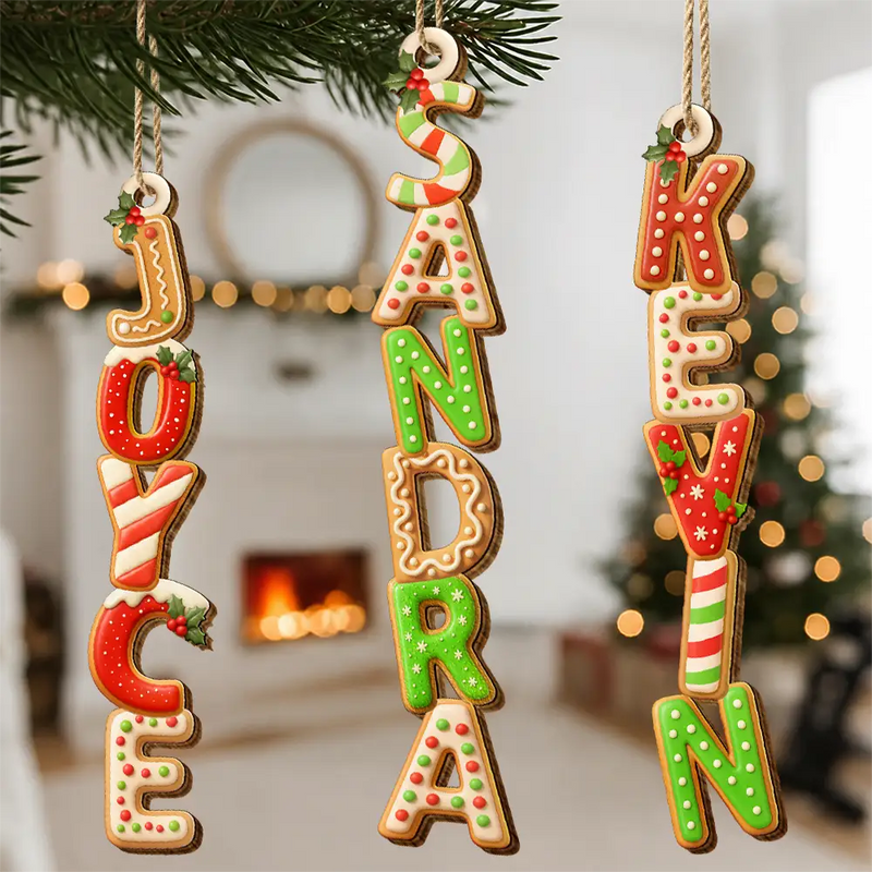 Custom Letter With Name For Family Kids - Personalized Custom Shaped Wooden Ornament