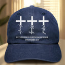 Christian,Gift For Men,Dad - Children,Gift For Father,Gift For Husband,Non-Eng,Icon,Devoted - Fatherhood Is Kingdom Work Cross And Name - Personalized Vintage Washed Denim Cap