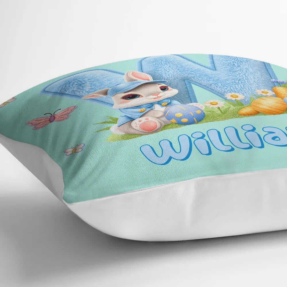 Easter,Non-Eng,Gift For Kids,Gift For Grandkids,Grandma - Grandkids,Grandpa - Grandkids,Dad - Children,Mom - Children,Happy - Faux Chenille Bunny Alphabet Letters - Personalized Pillow