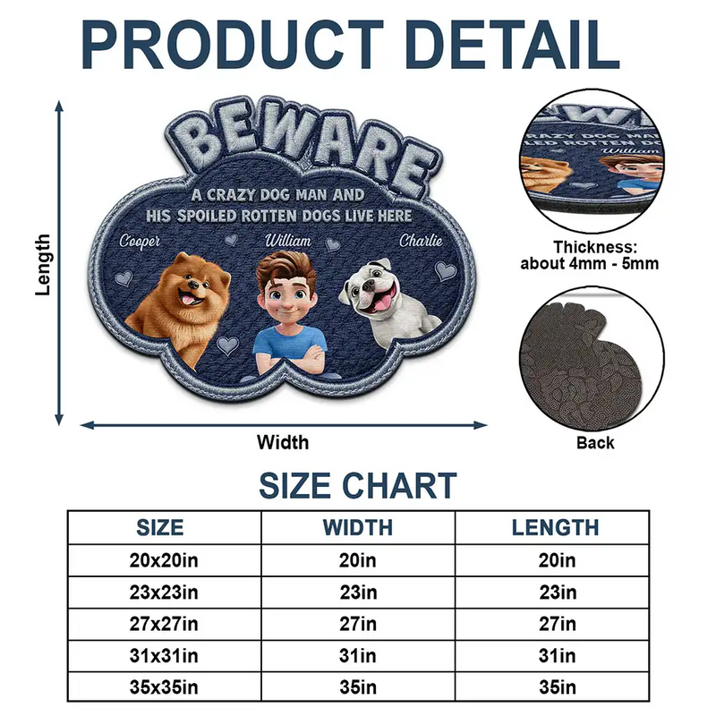 Pet Lovers,Pet Mom,Pet Dad,Pet Couple,Cat Lovers,Cat Mom,Cat Dad,Cat Couple,Dog Lovers,Dog Mom,Dog Dad,Dog Couple,Gift For Women,Gift For Men,Happy,Top Market - Faux Embroidery Effect A Crazy Cat Lady And Her Spoiled Rotten Dogs Cats - Personalized Custom Shaped Doormat