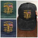 America 250th,Independence Day,Gift For Men,Gift For Yourself,Proud,Custom Text - Faux Embroidery Effect America 250th Anniversary - Personalized Vintage Washed Denim Cap