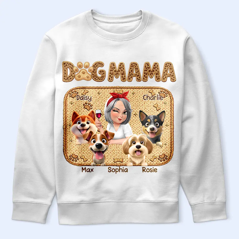 Pet Lovers,Pet Mom,Dog Lovers,Dog Mom,Happy - Faux Embroidery Effect Dog Mom Dog Mum - Personalized T Shirt