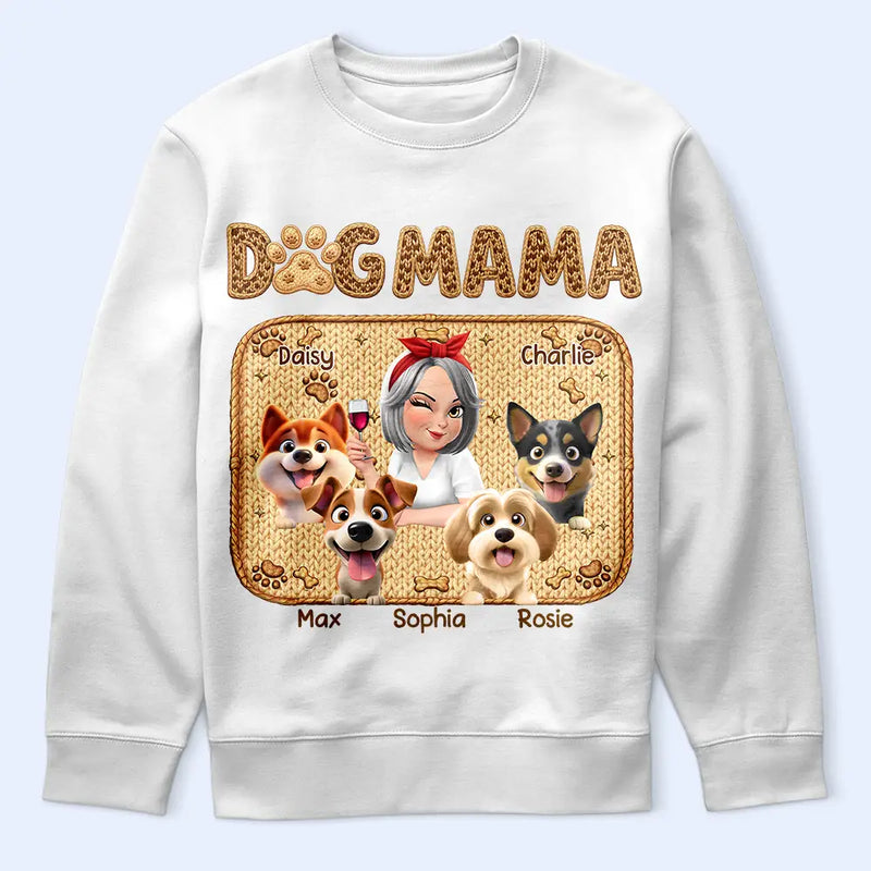 Pet Lovers,Pet Mom,Dog Lovers,Dog Mom,Happy - Faux Embroidery Effect Dog Mom Dog Mum - Personalized T Shirt