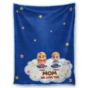 Gift For Grandma,Gift For Grandpa,Grandpa - Grandkids,Grandma - Grandkids,Gift For Women,Gift For Men,Happy - Faux Embroidery Effect Grandkids Mom Grandma We Love You - Personalized Fleece Blanket, Sherpa Blanket