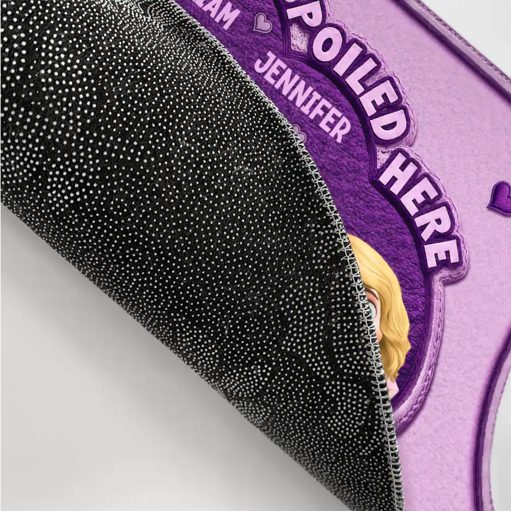 Gift For Grandma,Gift For Grandpa,Grandpa - Grandkids,Grandma - Grandkids,Gift For Women,Gift For Men,Happy - Faux Embroidery Effect Grandkids Spoiled Here - Personalized Doormat