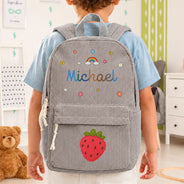 Back To School, Gift For Kids, Adorable, Icon - Faux Embroidery Effect Kid's Name - Personalized Corduroy Backpack