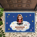 Gift For Grandma,Gift For Grandpa,Grandpa - Grandkids,Grandma - Grandkids,Gift For Women,Gift For Men,Happy - Faux Embroidery Effect Spoiled Grandkids Live Here - Personalized Doormat