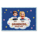 Gift For Grandma,Gift For Grandpa,Grandpa - Grandkids,Grandma - Grandkids,Gift For Women,Gift For Men,Happy - Faux Embroidery Effect Spoiled Grandkids Live Here - Personalized Doormat