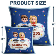 Gift For Grandma,Gift For Grandpa,Grandpa - Grandkids,Grandma - Grandkids,Gift For Women,Gift For Men,Happy - Faux Embroidery Effect Spoiled Grandkids Live Here - Personalized Pillow