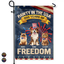 Pet Lovers,Pet Mom,Pet Dad,Dog Lovers,Dog Mom,Dog Dad,Cat Lovers,Cat Mom,Cat Dad,Custom Photo,Happ - Faux Embroidery Effect Star & Stripes Pawty In The USA - Personalized Flag