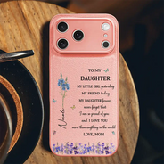 Gift For Daughter,Gift For Women,Happy,Gift For Grandkids - Faux Pressed Birth Flower My Daughter Forever - Personalized Leather Phone Case