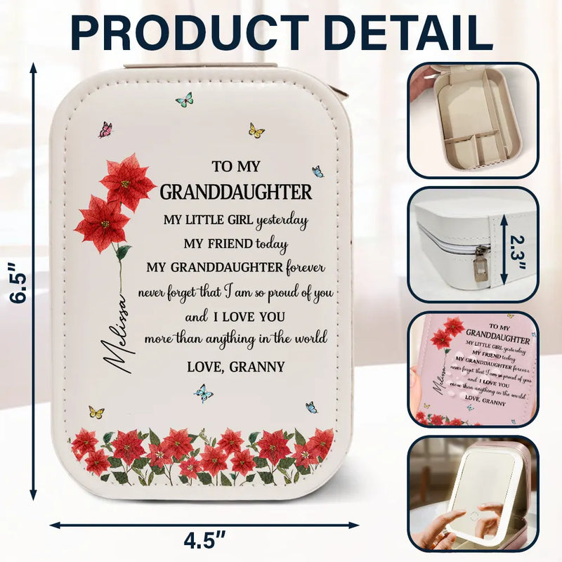 Gift For Daughter, Gift For Women, Happy, Gift For Grandkids - Faux Pressed Birth Flower My Daughter Forever - Personalized Makeup Box With LED Mirror