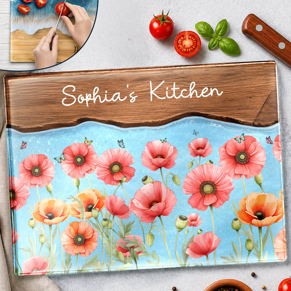 Faux Wooden Resin Birth Flower Kitchen - Personalized Cutting Board