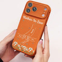 Gift For Mother,Gift For Women,Happy,Gift For Yourself,Gift For Grandma,Vector - Faux Pressed Flower Mom And Children Holding Hands - Personalized Leather Phone Case