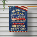 Family, America 250th, Independence Day, Happy, Top Market - Faux Puff Embroidery Effect Patriotic Eagle 250 Years Of Freedom - Personalized Flag