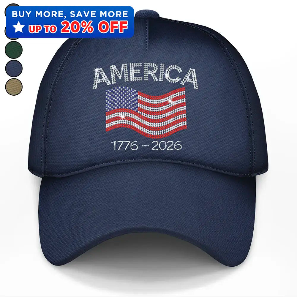 Faux Rhinestone Effect USA Stars And Stripes - Classic Cap