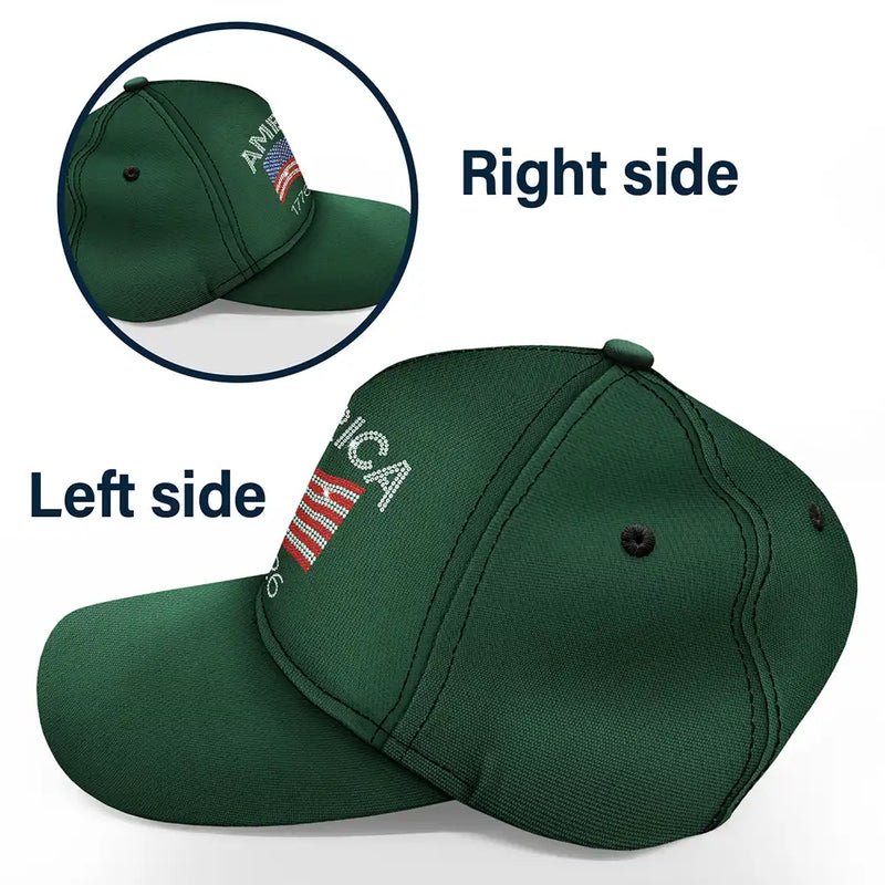 Gift For Men,No Custom,Independence Day,America 250th,Happy,Gift For Women,Gift For Yourself - Faux Rhinestone Effect USA Stars And Stripes - Classic Cap