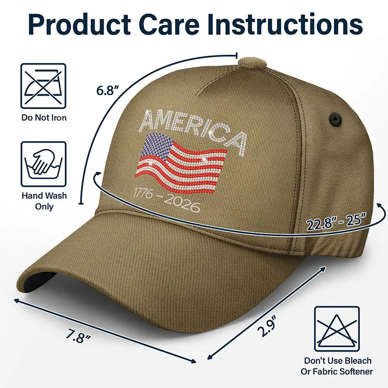 Gift For Men,No Custom,Independence Day,America 250th,Happy,Gift For Women,Gift For Yourself - Faux Rhinestone Effect USA Stars And Stripes - Classic Cap