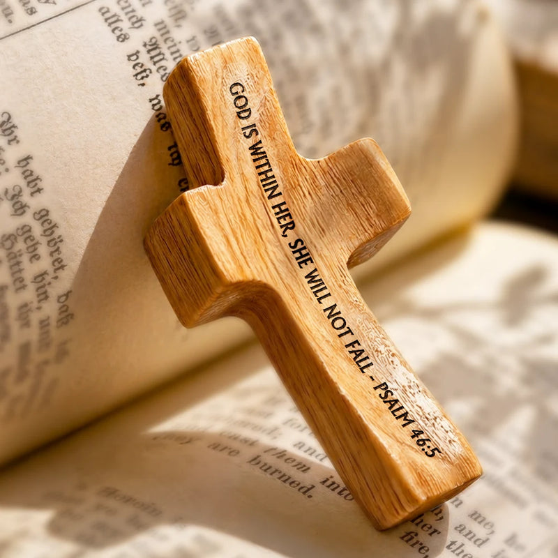 Gift For Yourself, Devoted, Custom Text - Favorite Bible Verse - Personalized Wooden Pocket Prayer Cross