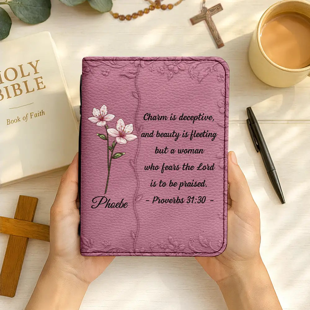 Christmas,Christian,Gift For Yourself - Favorite Bible Verse With Birth Month Flower - Personalized Bible Cover
