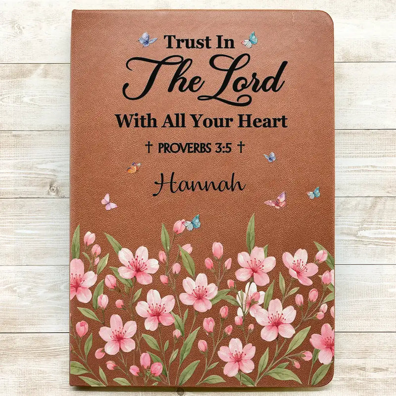 Christian,Gift For Yourself - Favorite Bible Verse With Birth Month Flower - Personalized Leather Journal