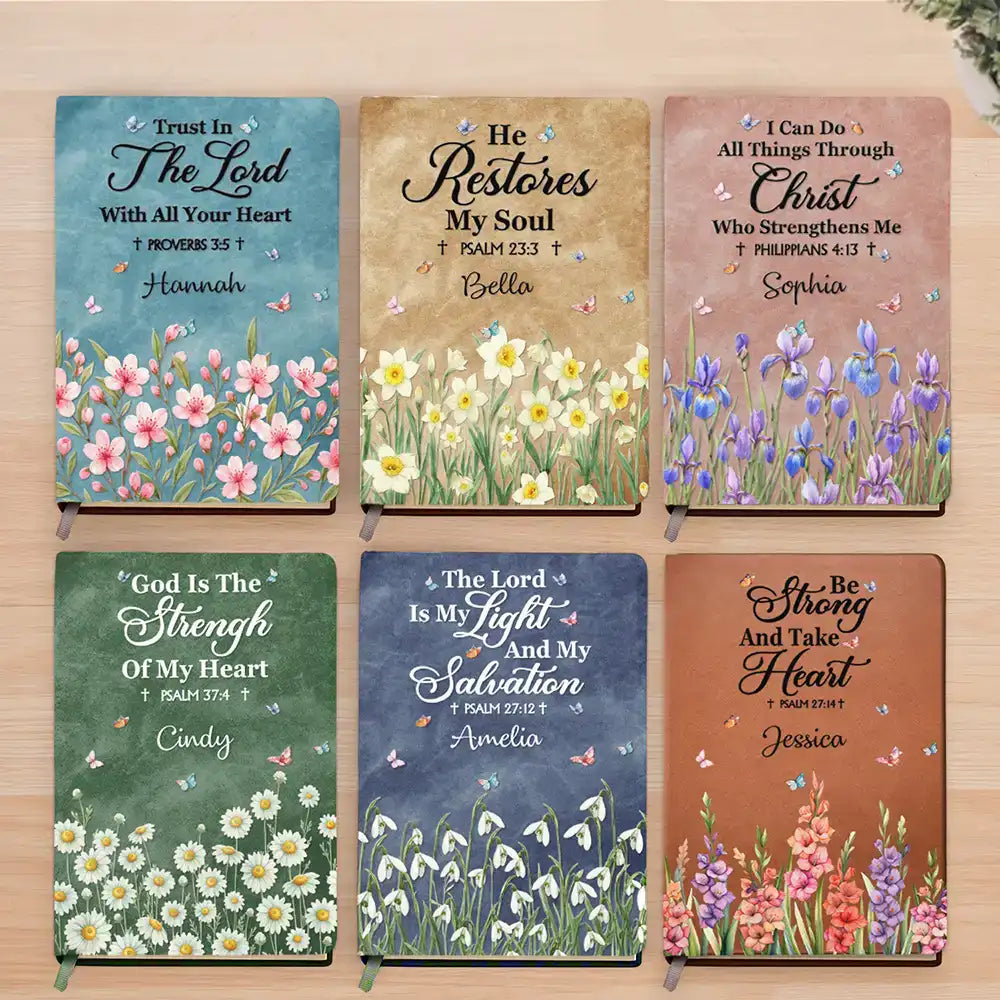Favorite Bible Verse With Birth Month Flower - Personalized Leather Journal