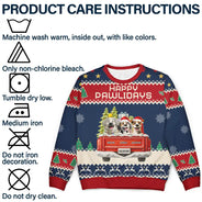 Dog Lovers,Christmas,Funny,Pet Lovers - Feliz Navidog Truck Red - Personalized Unisex Ugly Sweater