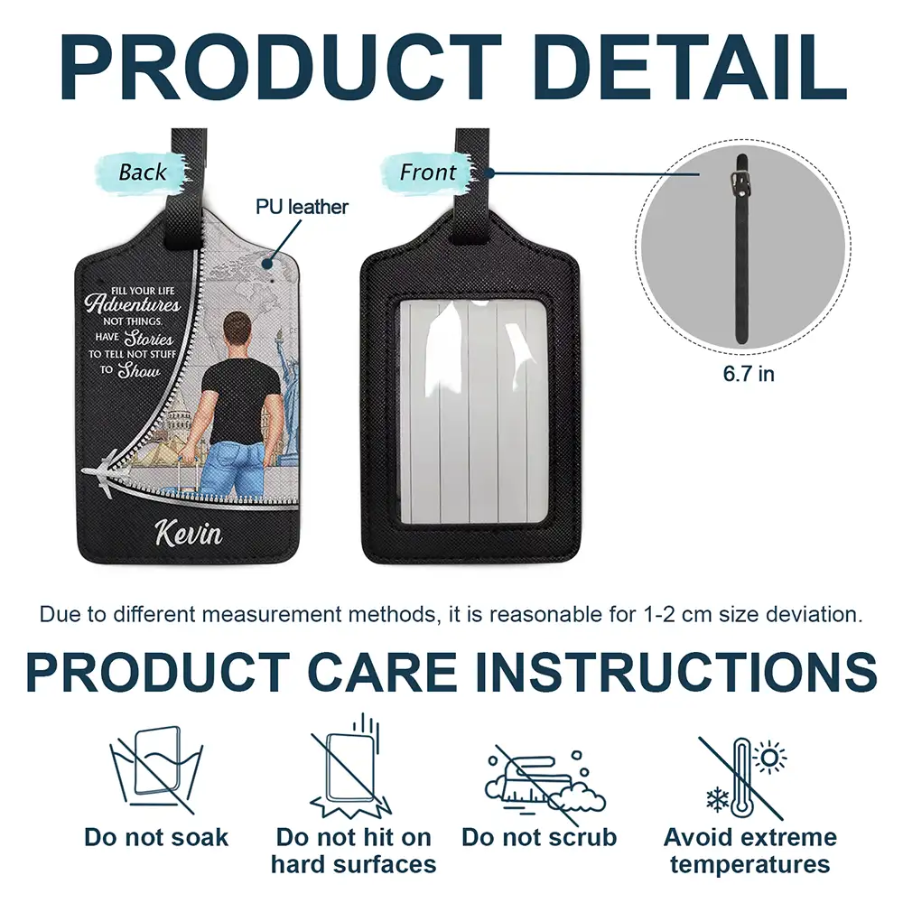 Happy,Gift For Yourself,Gift For Women,Gift For Men,Travel - Fill Your Life With Adventures - Personalized Luggage Tag