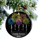 Family,Gift For Bestie,Christmas,Happy - Firework Family Bestie Custom Name - Personalized Circle Ceramic Ornament