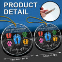 Family, Icon, Happy - First Christmas As A Family Of Four Glass Effect Footprints - Personalized Circle Glass Ornament