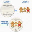 First Christmas As A Family Of Three Gingerbread - Personalized 2-Layered Wooden Ornament
