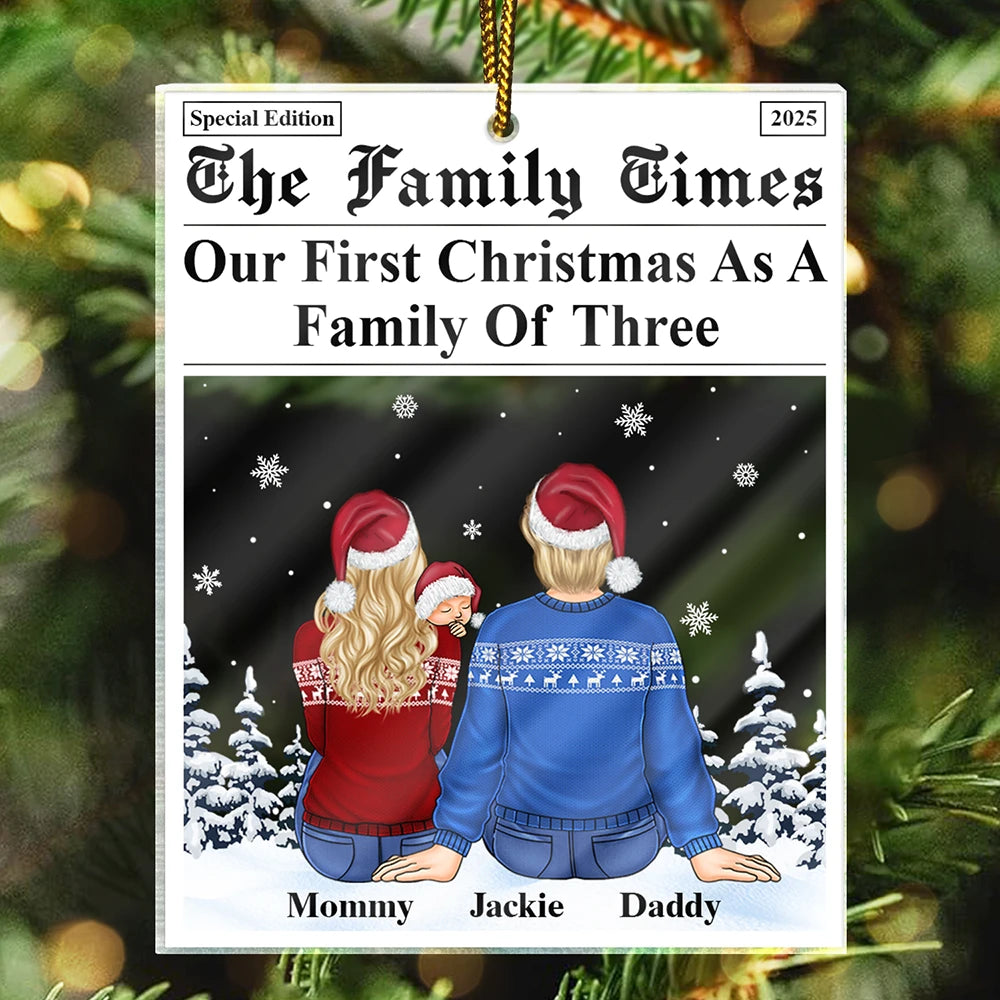 First Christmas As A Family Of Three The Family Times - Personalized Custom Shaped Acrylic Ornament