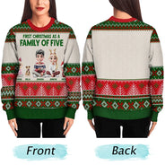 Christmas,Family,New baby,Happy - First Christmas As Family - Personalized Unisex Ugly Sweater