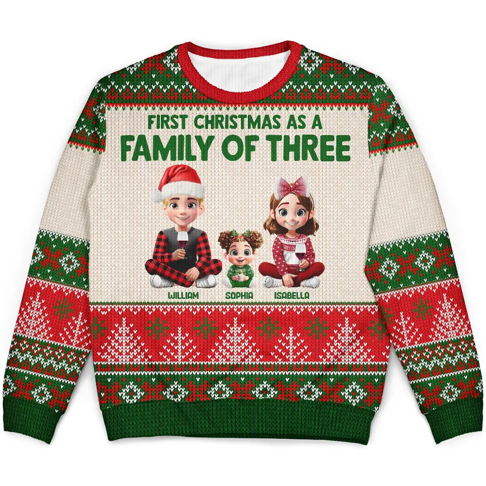 First Christmas As Family - Personalized Unisex Ugly Sweater