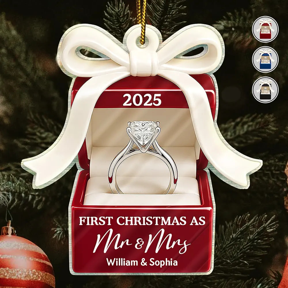 Gift For Couples,Gift For Husband,Gift For Wife,Gift For Boyfriend,Gift For Girlfriend,Married ,Engaged,Anniversary,Wedding Anniversary,Christmas - First Christmas As Mr. & Mrs. - Personalized Custom Shaped Acrylic Ornament