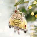 Christmas,Married Couple,Romantic,Gift For Couples,Vector - First Christmas As Mr. & Mrs. Wedding Car - Personalized Custom Shaped Acrylic Ornament