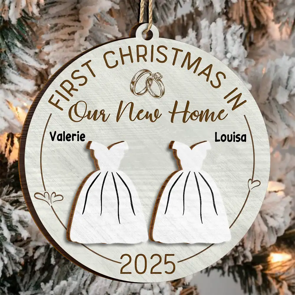 Christmas, Gift For Couples, Engaged, Wedding, Married , Love, Wedding Anniversary - First Christmas As Mr & Mrs Wedding Couples - Personalized 2-Layered Wooden Ornament