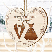 Christmas, Gift For Couples, Engaged, Wedding, Married , Love, Wedding Anniversary - First Christmas As Mr & Mrs Wedding Couples - Personalized Custom Shaped Wooden Ornament