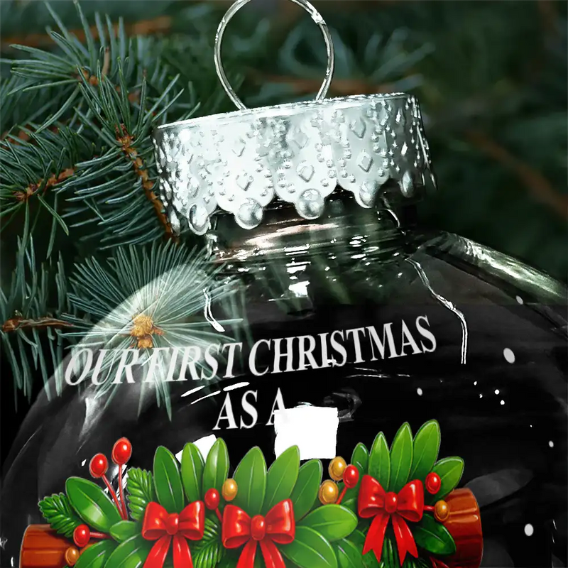 Family,Pet Lovers,Pet Mom,Pet Dad,Pet Couple,Dog Lovers,Dog Couple,Dog Mom,Dog Dad,Cat Lovers,Cat Mom,Cat Dad,Cat Couple,Happy,Christmas - First Christmas Stocking Family - Personalized Ball Ornament