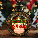 Family,Pet Lovers,Pet Mom,Pet Dad,Pet Couple,Dog Lovers,Dog Couple,Dog Mom,Dog Dad,Cat Lovers,Cat Mom,Cat Dad,Cat Couple,Happy,Christmas - First Christmas Stocking Family - Personalized Candlelight Lantern Ornament