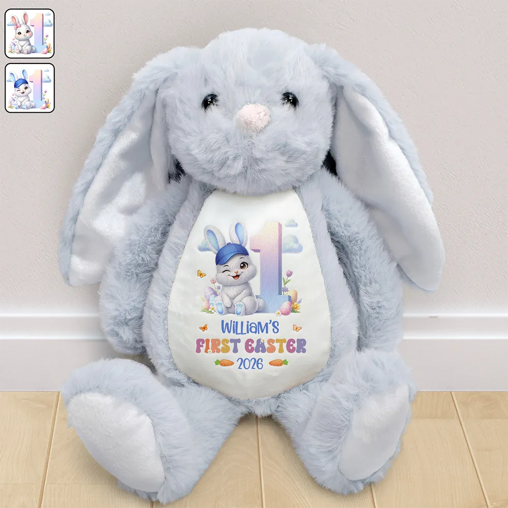 New baby, Parents, Gift For Grandkids, Grandma - Grandkids, Grandpa - Grandkids, Easter, Happy - First Easter Adorable Bunny - Personalized Soft Toy Bunny