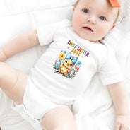 Easter,Gift For Kids,Grandma,Grandkids,Gift For Grandkids,Grandpa,Dad,Children,Mom,Children,Happy - First Easter Bunny Chicken With Alphabet Letters - Personalized Baby Onesie