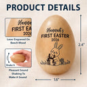 Gift For Kids,Grandma,Grandkids,Gift For Grandkids,Mom,Children,Happy,Easter - First Easter With Alphabet - Personalized Musical Wooden Easter Egg Shaker
