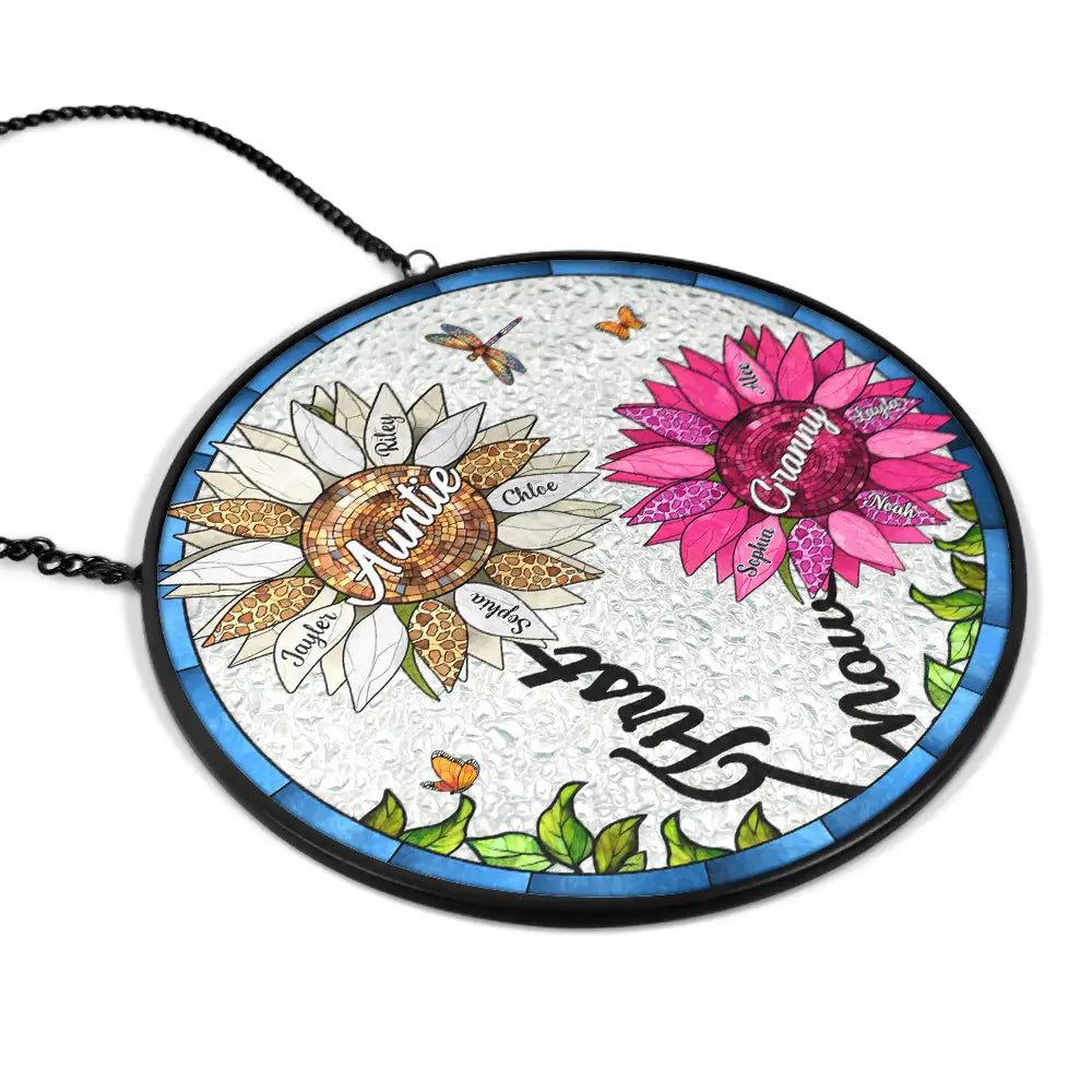 Gift For Grandma,Gift For Mother,Gift For Wife,Happy - First Mom Now Grandma - Personalized Stained Glass Window Hanging Suncatcher