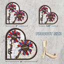 Gift For Mother,Gift For Grandma,Independence Day,Love - First Mom Now Grandma Sunflower America - Personalized 2-Layered Wooden Plaque With Stand
