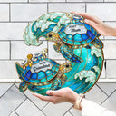 Gift For Grandma,Grandma - Grandkids,Gift For Mother,Beach,Happy,Non-Eng,Icon,Grateful - First Mom Now Grandma Turtle - Personalized Custom Shaped Wood Sign